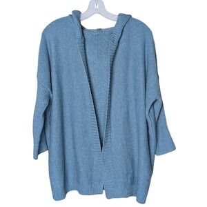Soft Sky Blue Chenille Open Front Cardigan Women's Size M Oversized Cozy Capsule